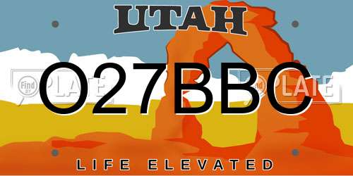 O27BBC Utah License Plate