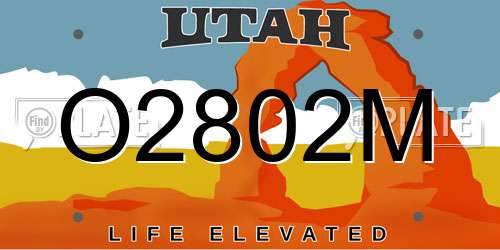 O2802M Utah License Plate