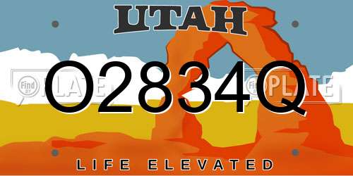 O2834Q Utah License Plate