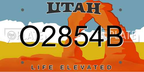O2854B Utah License Plate