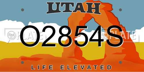 O2854S Utah License Plate