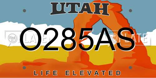 O285AS Utah License Plate