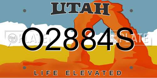 O2884S Utah License Plate