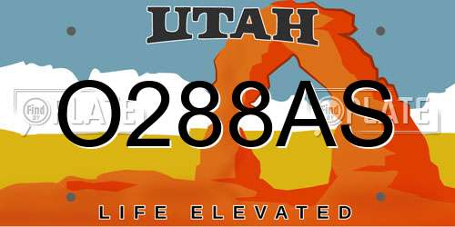 O288AS Utah License Plate