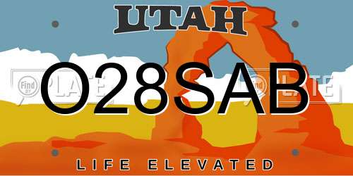 O28SAB Utah License Plate