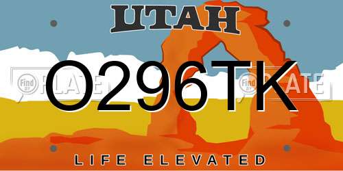 O296TK Utah License Plate