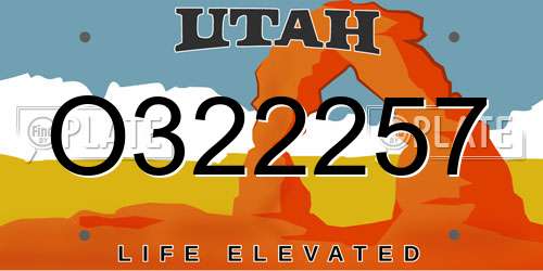 O322257 Utah License Plate