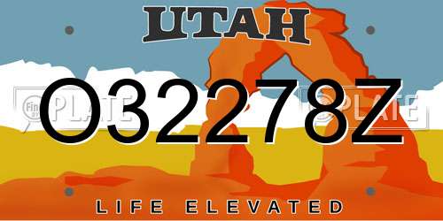 O32278Z Utah License Plate