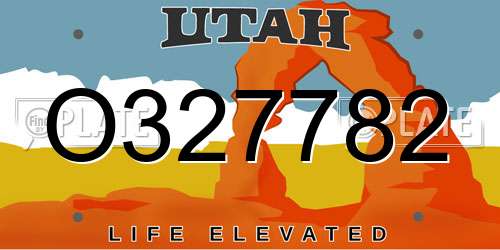 O327782 Utah License Plate