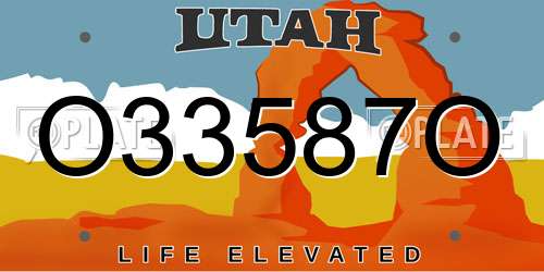 O33587O Utah License Plate