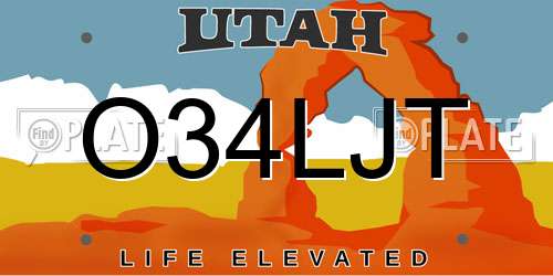 O34LJT Utah License Plate