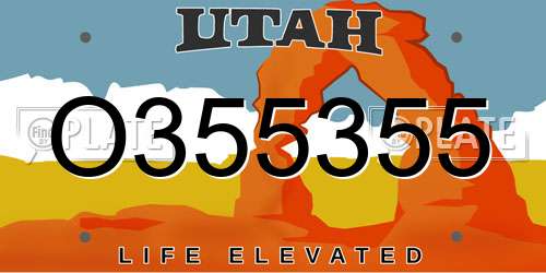 O355355 Utah License Plate
