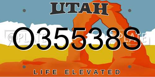 O35538S Utah License Plate