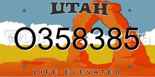 O358385 Utah License Plate