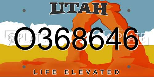O368646 Utah License Plate