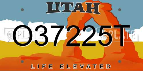 O37225T Utah License Plate