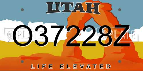 O37228Z Utah License Plate