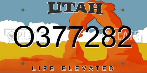 O377282 Utah License Plate
