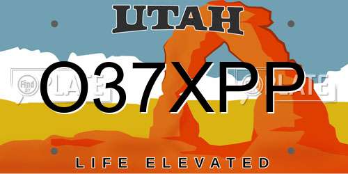 O37XPP Utah License Plate