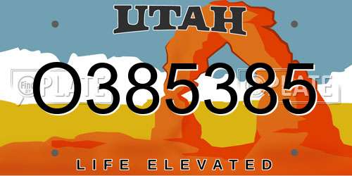 O385385 Utah License Plate