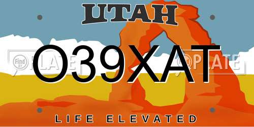 O39XAT Utah License Plate