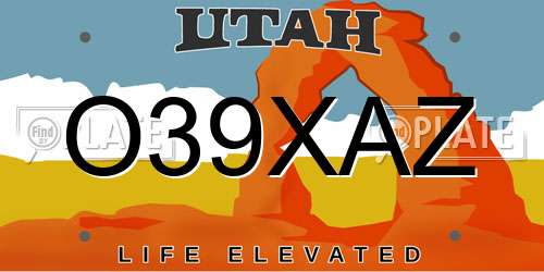 O39XAZ Utah License Plate