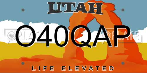 O40QAP Utah License Plate