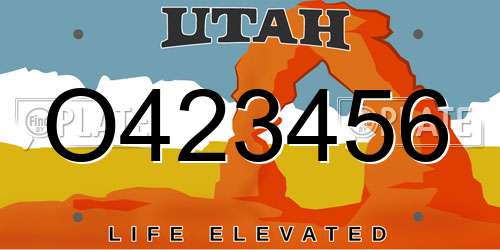 O423456 Utah License Plate