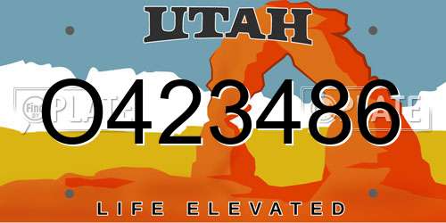 O423486 Utah License Plate