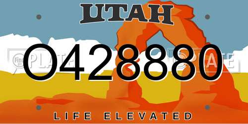O428880 Utah License Plate