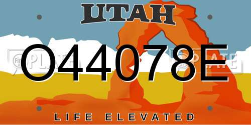 O44078E Utah License Plate