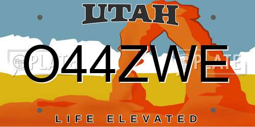 O44ZWE Utah License Plate