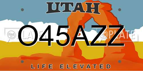 O45AZZ Utah License Plate