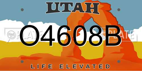 O4608B Utah License Plate