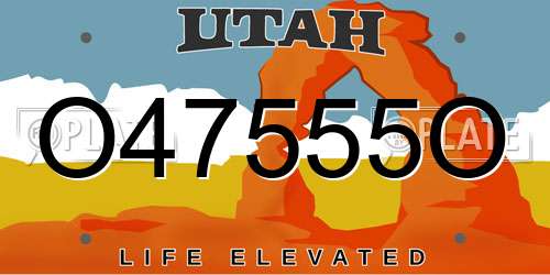 O47555O Utah License Plate