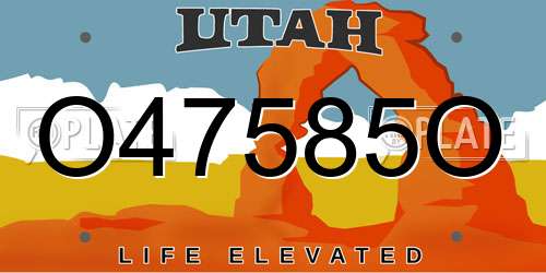 O47585O Utah License Plate