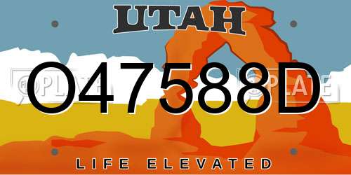 O47588D Utah License Plate