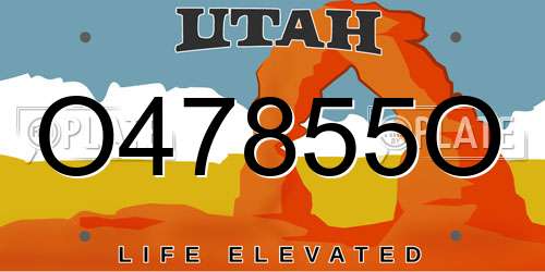O47855O Utah License Plate