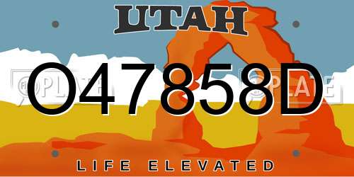 O47858D Utah License Plate