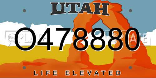 O478880 Utah License Plate