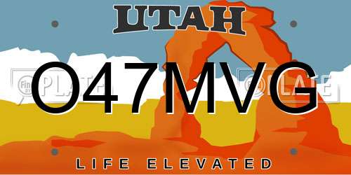 O47MVG Utah License Plate