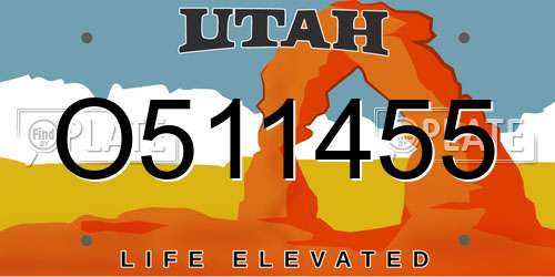 O511455 Utah License Plate