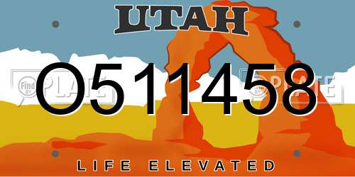 O511458 Utah License Plate
