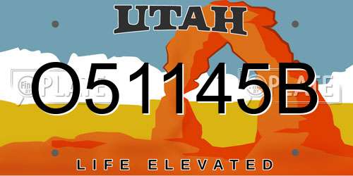 O51145B Utah License Plate