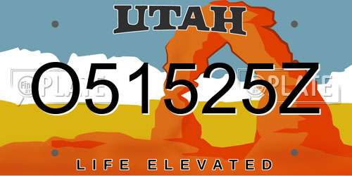 O51525Z Utah License Plate