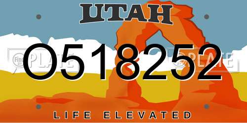 O518252 Utah License Plate