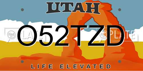 O52TZD Utah License Plate