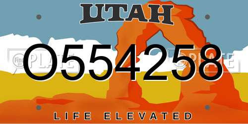 O554258 Utah License Plate