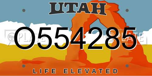 O554285 Utah License Plate