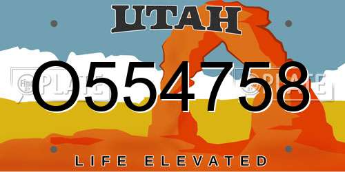 O554758 Utah License Plate